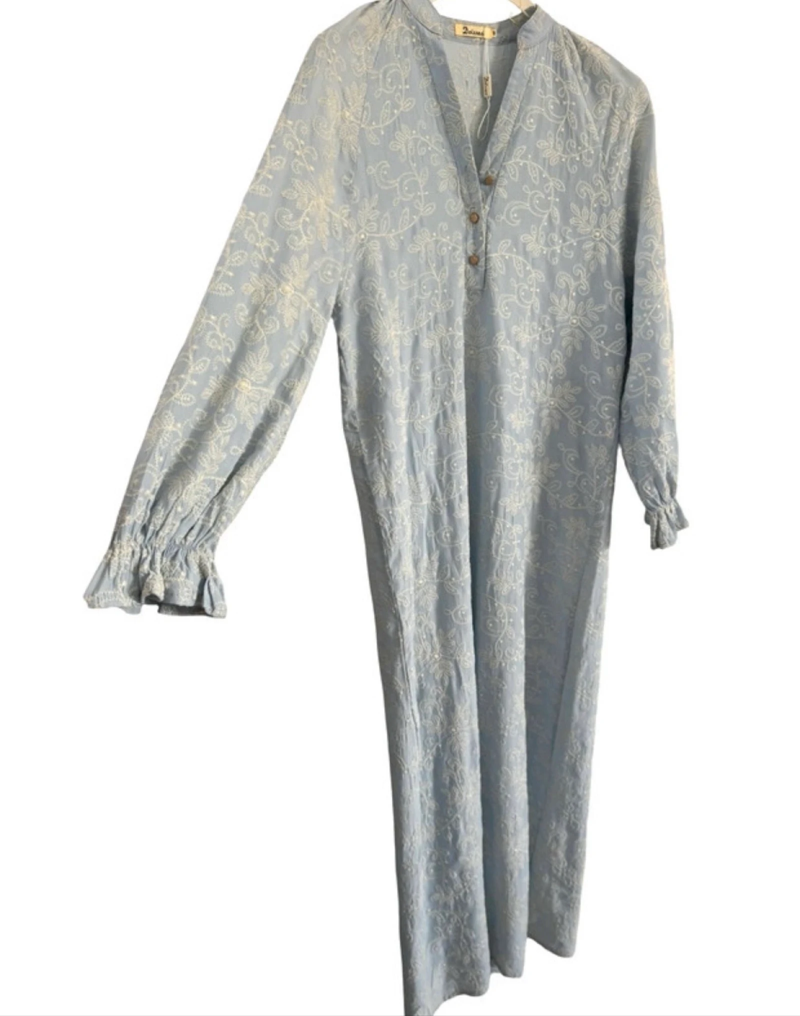 Dolssaci maxi dress S light blue embroidered tencel cotton new – photo 6